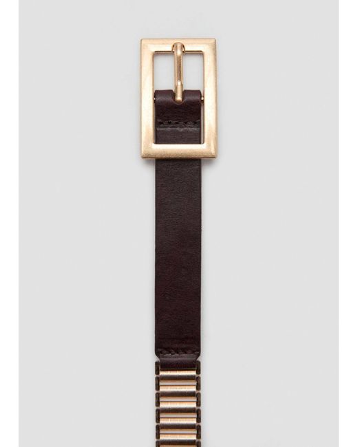 Mango White Leather Slim Hardware Belt