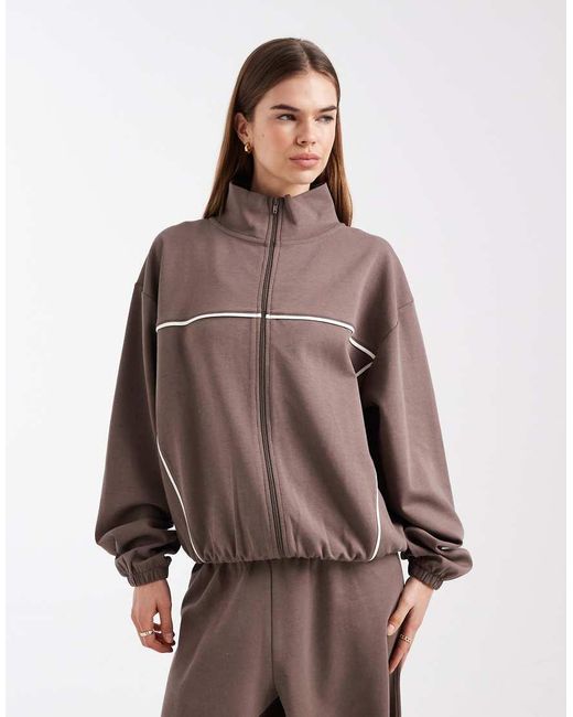 ASOS Brown Zip Up Hooded Co-ord Jacket