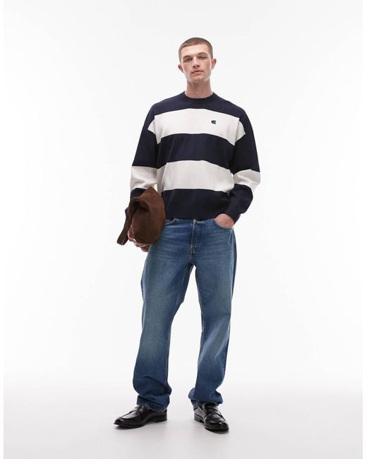 Calvin Klein Blue Striped Sweatshirt for men