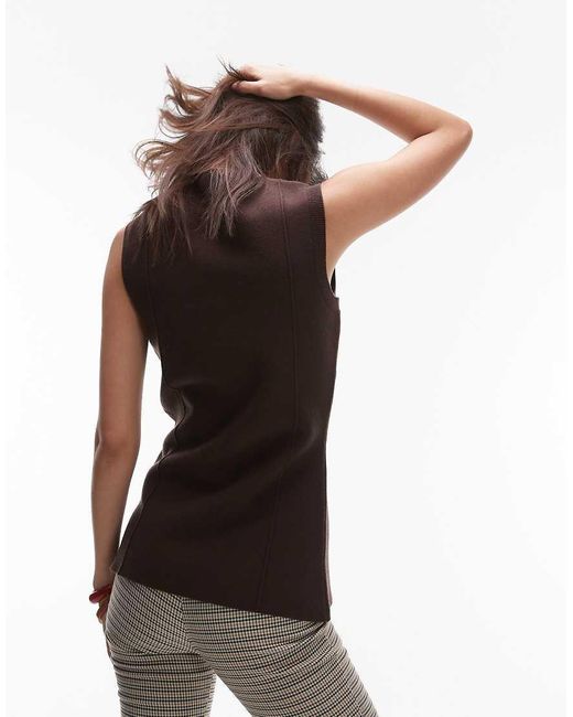 TOPSHOP Compact Gebreid Gilet Met Lange Pasvorm in het White