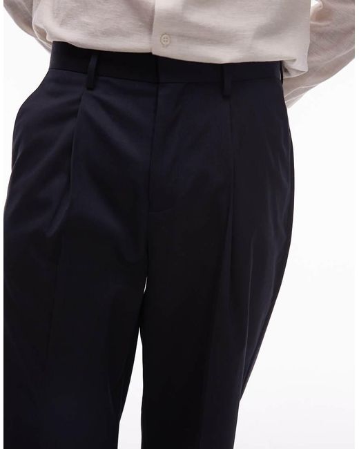Pantalones De Vestir De Pernera Ancha Con Pinzas De Topman de hombre de color Black