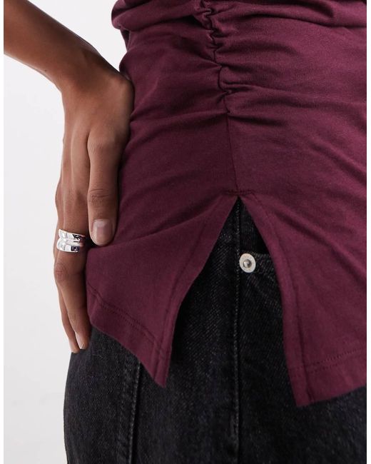 ASOS Purple Corset Waist Sharp Shoulder Tank Top