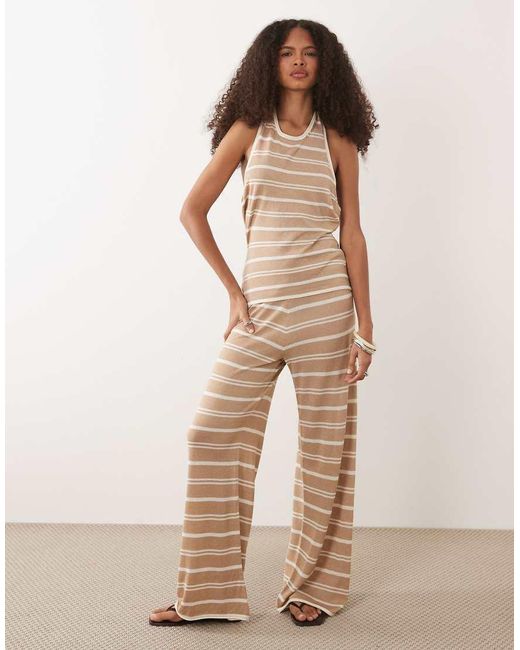 ASOS Brown Knitted Sheer Beach Halter Top Co-ord