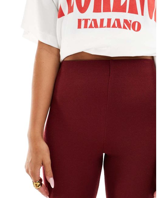 ASOS Geribbelde Flare-Broek Van Zware Stof in het Red