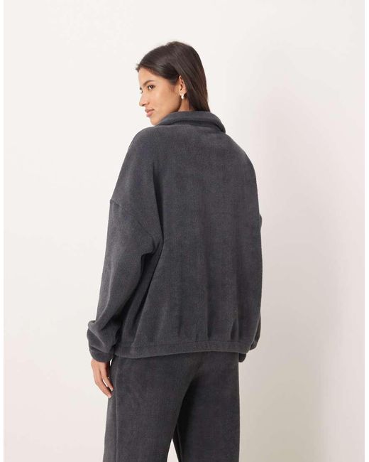 ASOS Gray Lounge Microfleece Oversized Collar Sweatshirt