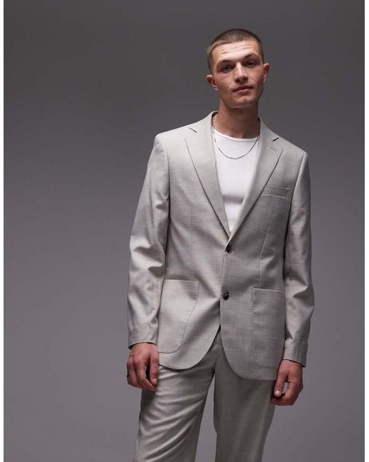 Topman Gray Relaxed Suit Jacket for men