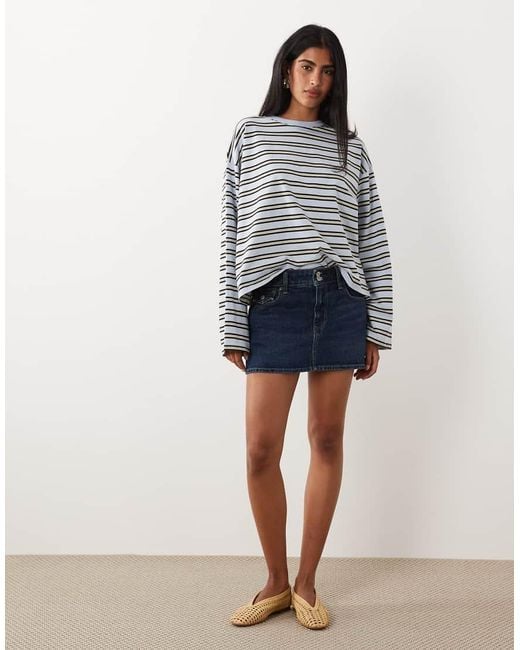 WeWoreWhat Multicolor Boxy Oversized Crew Neck Long Sleeved Top