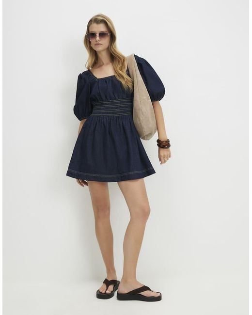 River Island Blue Denim Mini Smock Dress