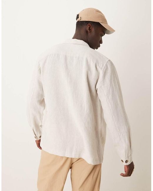 SELECTED Natural Linen Overshirt for men