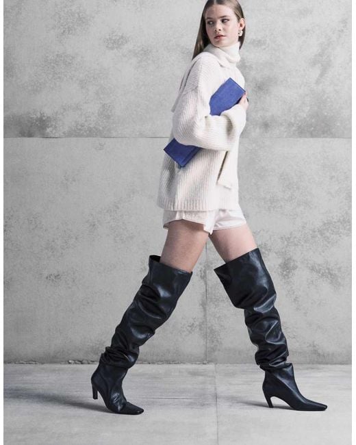 ASOS White Kayla Slouch Chisel Toe Over The Knee Boots