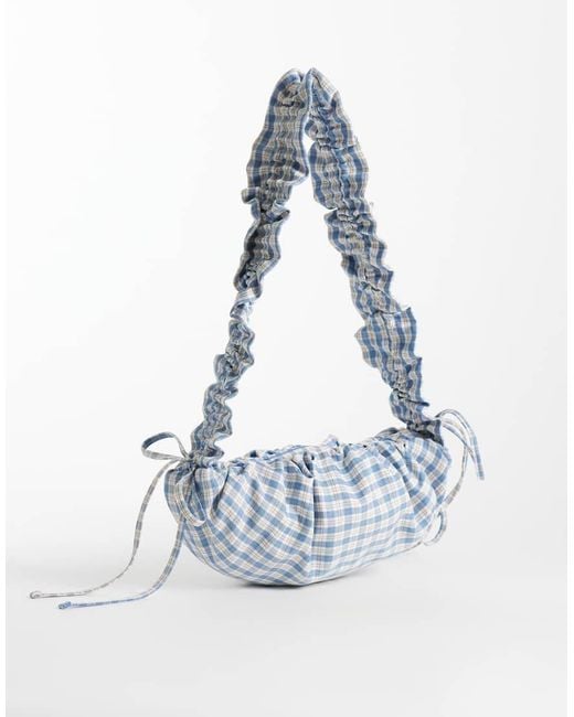 ASOS White Nylon Ruched Adjustable Crossbody Shoulder Bag