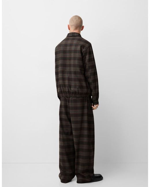 Bershka Gray Collection Checked Jacket Co-ord for men