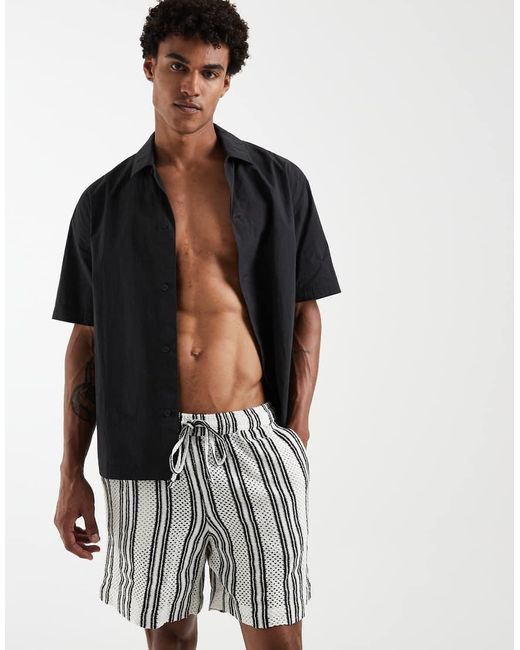 South Beach White Crochet Shorts for men