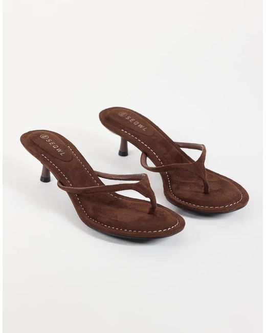 SEQWL Natural Capri Heeled Thong Sandals