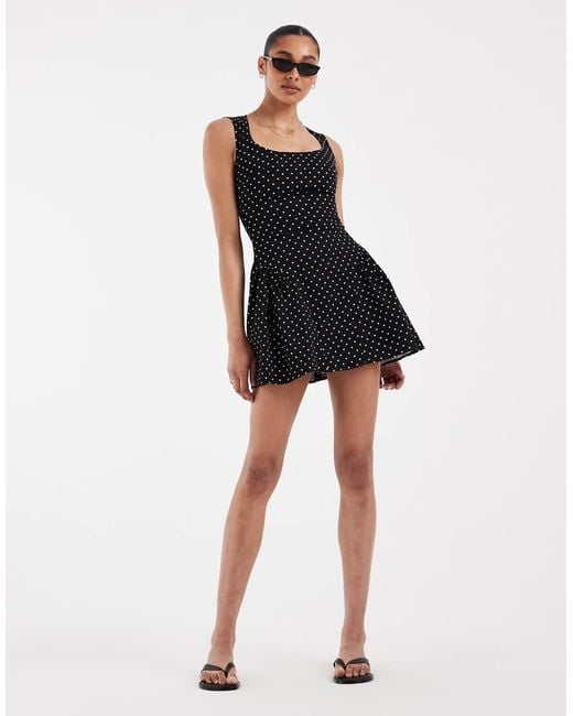 ASOS Black Scoop Neck Flippy Mini Dress