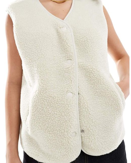 Vero Moda White Boxy Teddy Gilet
