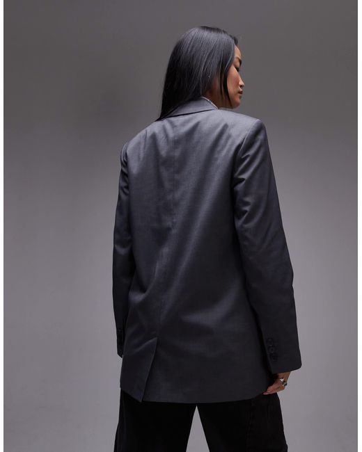TOPSHOP Gray Single Button Tailored Blazer