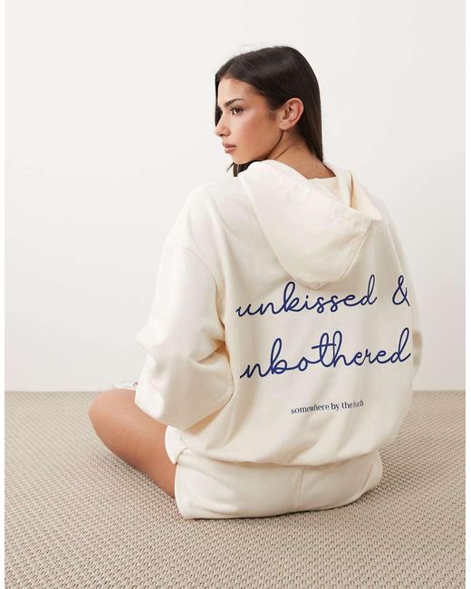 Gina Tricot White Co-ord Blue Back Graphic Hoodie