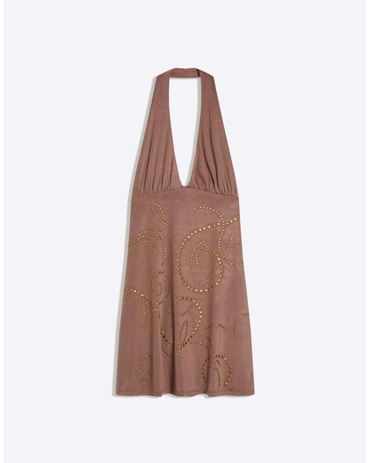 Bershka Brown – neckholder-minikleid
