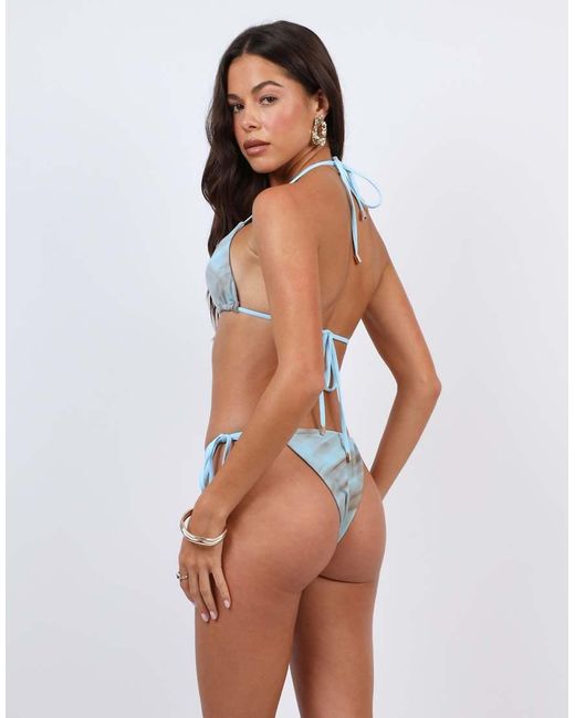 SIMMI Blue Abstract Print Triangle Bikini Top