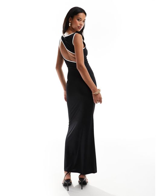 ASOS Black Contrast Binding Maxi Dress With Cut Out