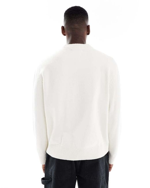 Jack & Jones White Oversize Thick Crew Neck Jumper for men