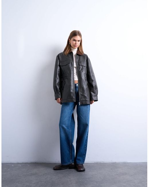 TOPSHOP Gray – pu-jacke