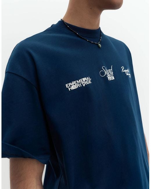 Pull&Bear – t-shirt in Blue für Herren