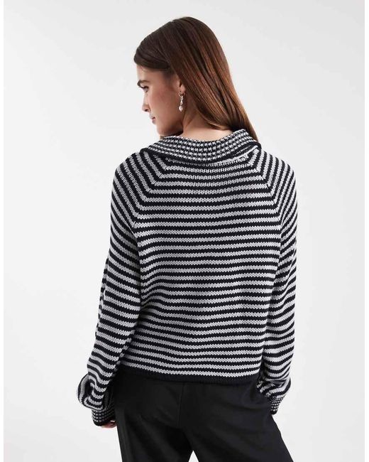 Collusion Blue Knitted Stripe Raglan Cardi