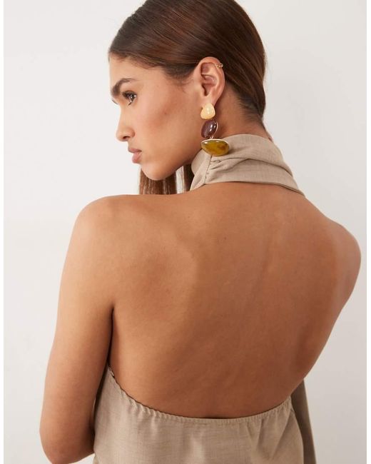ASOS Natural Asos X The Sourced Collection High Neck Drape Top