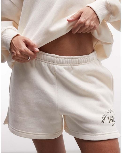 Nike White Studio Fleece Varsity Shorts