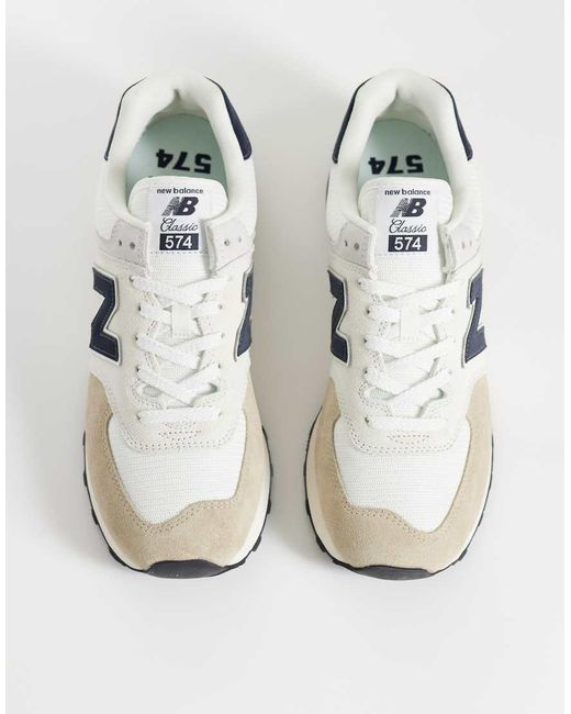 New Balance White 574 Trainers for men