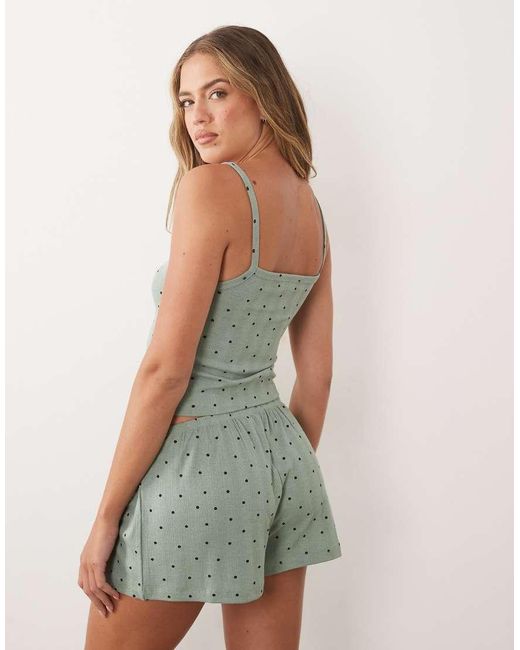 ASOS Green Mix & Match Pointelle Pajama Shorts