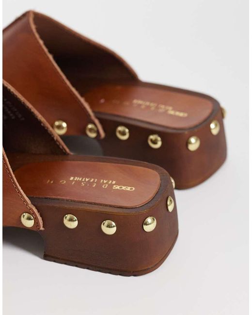 ASOS Brown Franco Premium Mule Sandal Clogs