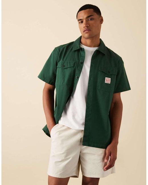 Levi's – workwear capsule – kurzärmliges arbeitshemd in Green für Herren