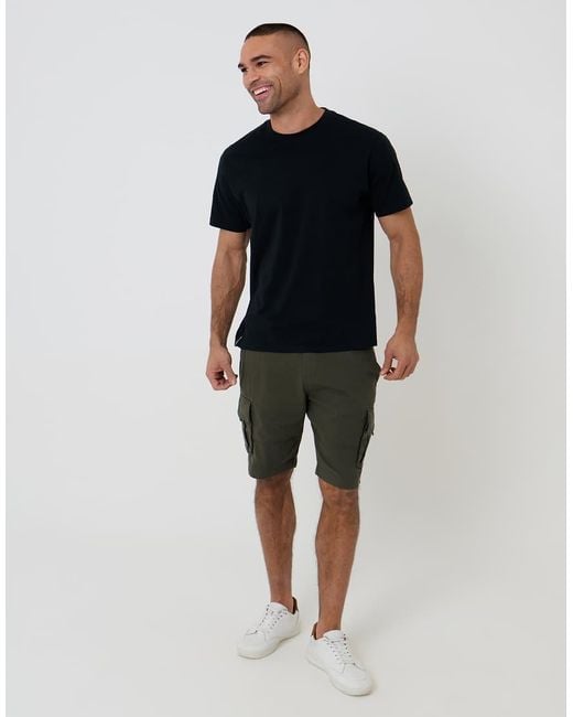 Threadbare Black Cotton Cargo Shorts for men