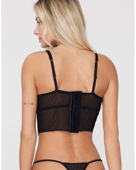 Tezenis Black Glam Rib Push-Up Bra Top