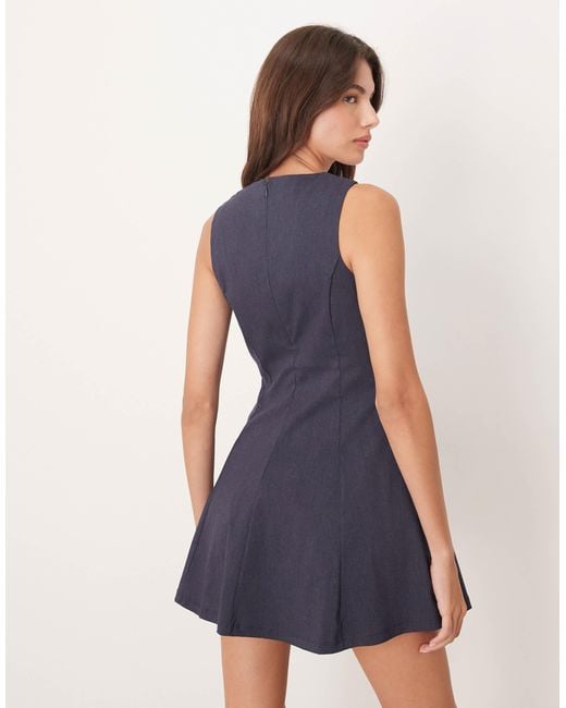 Mango Tie Detail Fit And Flare Mini Shift Dress in Blue | Lyst Mango Tie Detail Fit And Flare Mini Shift Dress in Blue | Lyst