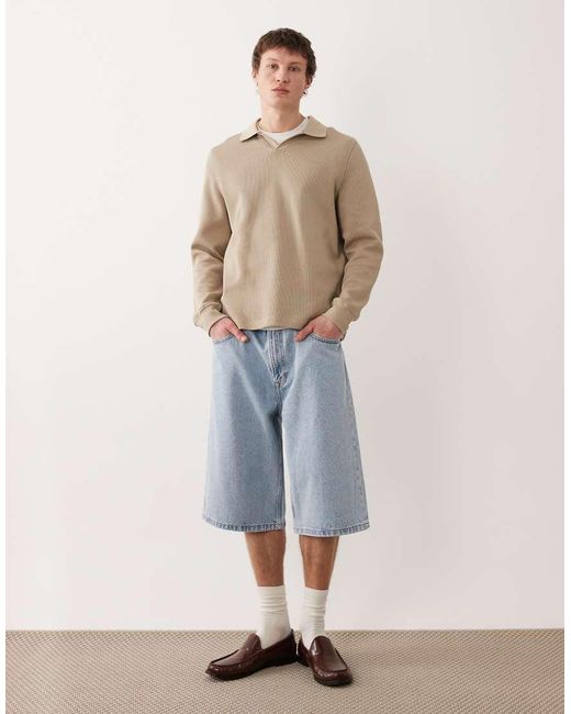 Calvin Klein Natural Long Relaxed Fit Denim Shorts for men