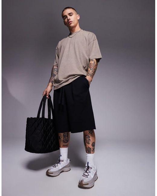Pantalones Cortos Negros De Corte Alargado Extragrande De ASOS de hombre de color Black
