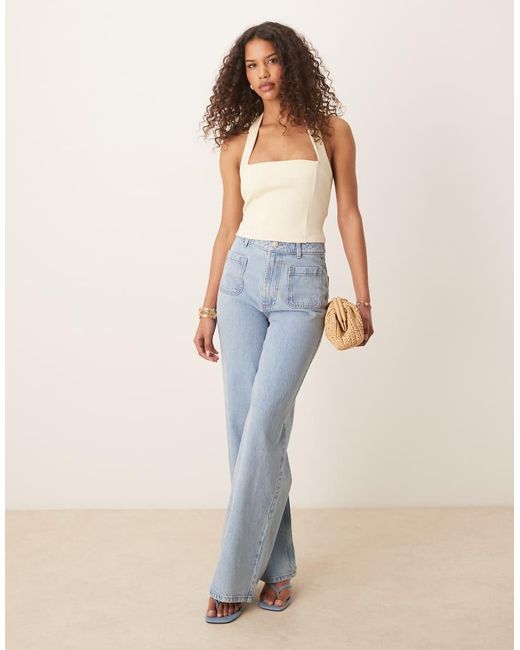 ASOS Blue Premium Ponte Halter Neck Top