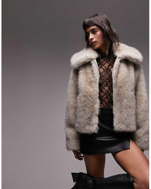 Cropped Faux Fur Coat