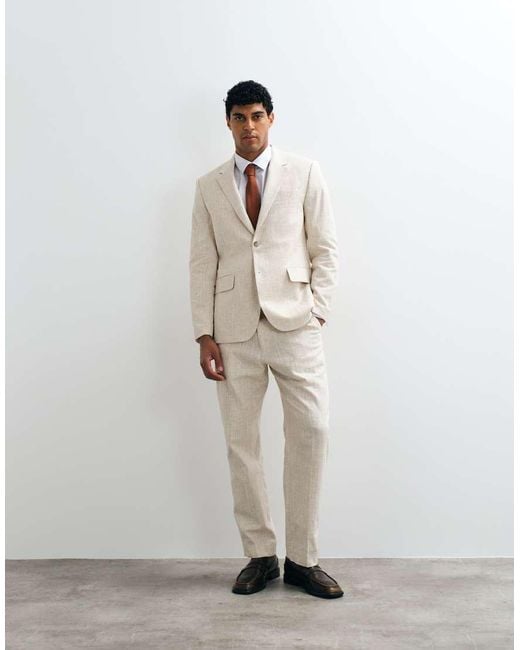 Abercrombie & Fitch Natural Crosshatch Single Breasted Blazer Co-Ord for men