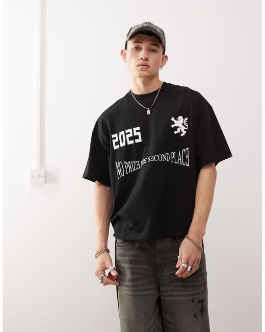 Collusion – kastiges t-shirt im skater-stil in Black für Herren