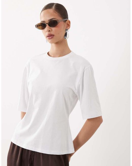 ASOS White Eyelet Lace Up Back Cinched T-shirt