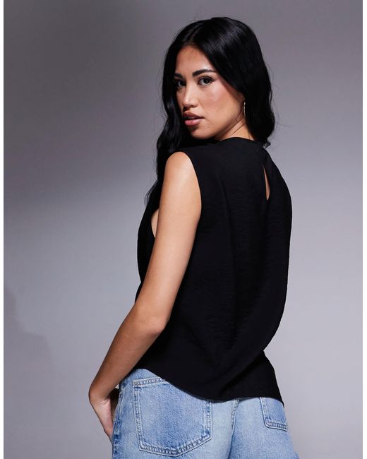 ASOS Black Drapey Asymmetric Sleeveless Top