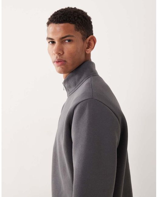 ASOS Gray Essentials Half Zip Sweatshirt for men