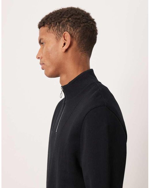 ASOS Black Quarter Zip Sweatshirt for men