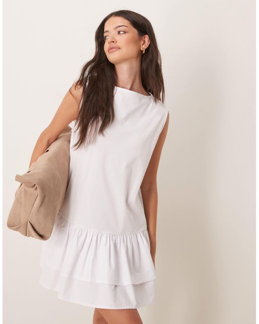 ASOS Natural Dropped Waist Poplin Mix Dress