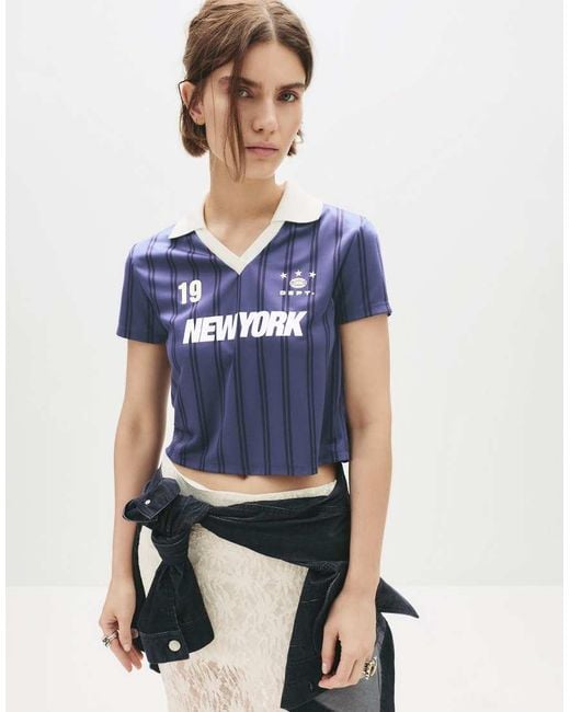 Pull&Bear Blue New York Soccer T-shirt